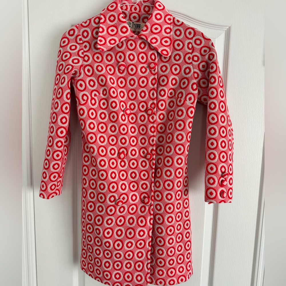 Vintage Mad Men Inspired Red Patterned  Jacket by Tyebs Size 12